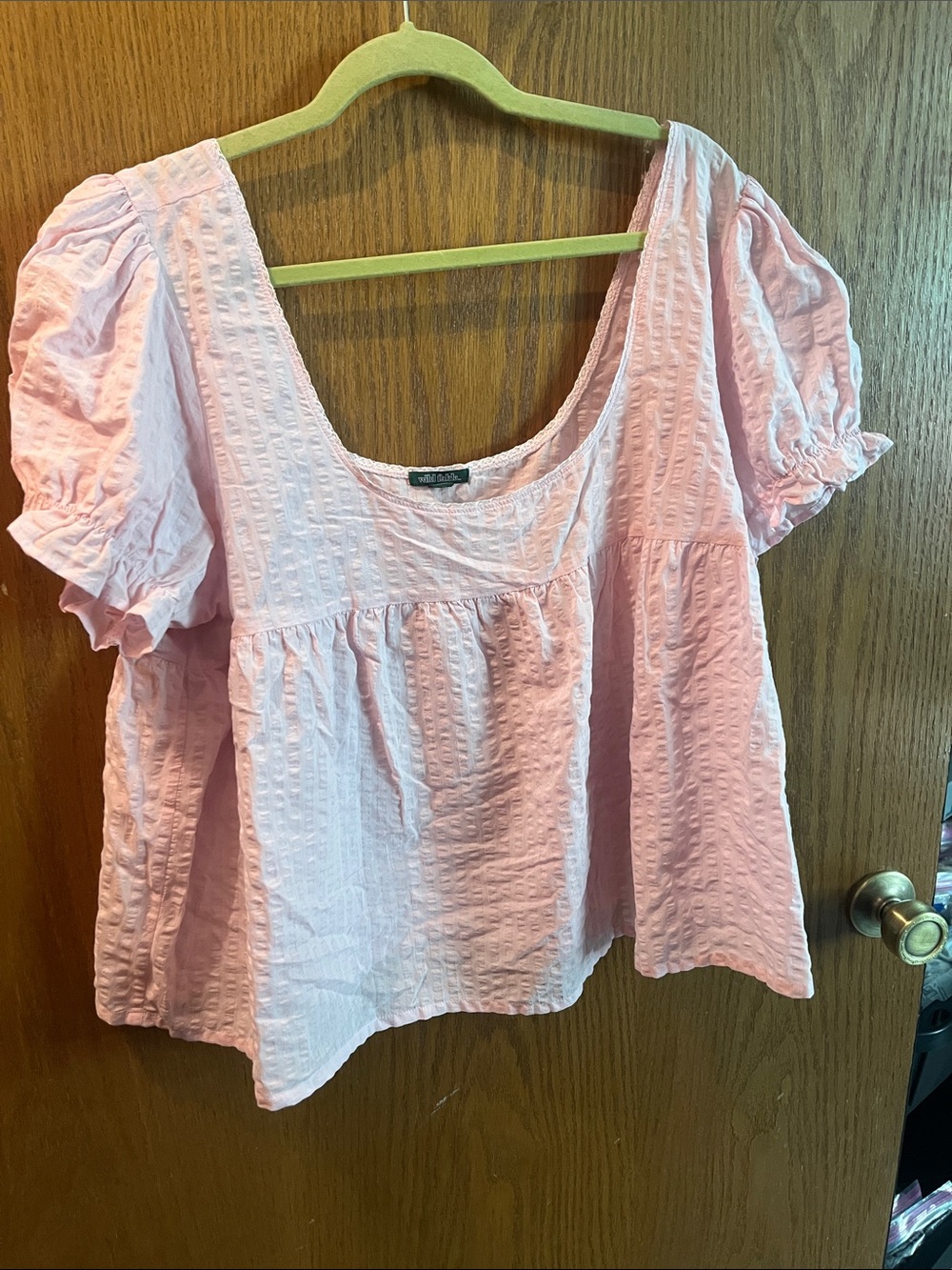 wild fable Light Pink Puff-Sleeve Peasant Top NWOT